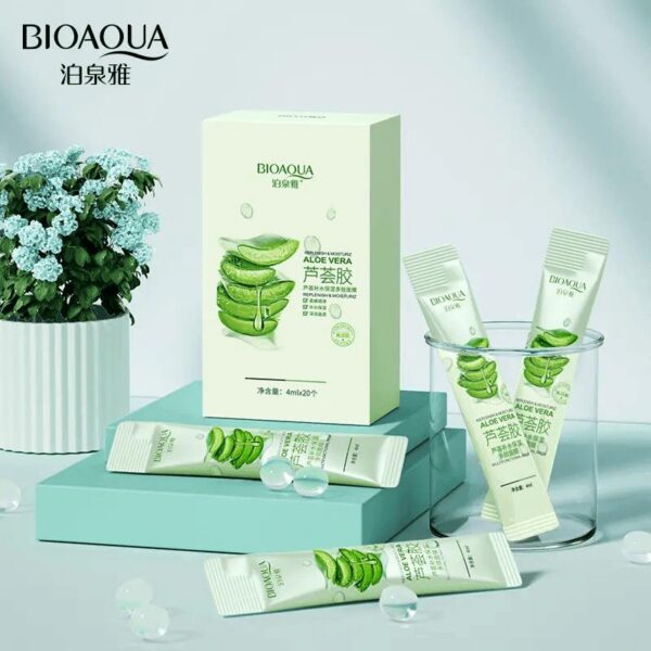 BIOAQUA Aloe Vera Multi Functional Mask1 BIOAQUA Aloe Vera Hydrating & Moisturize Multi Functional Mask – Masque Visage Hydratant à l’Aloe Vera 4 ml × 20